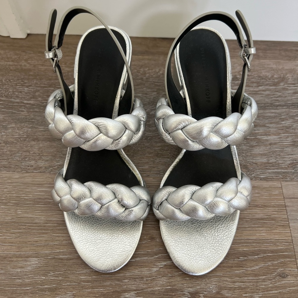 Silver Braided Block Heel by Rebecca Minkoff